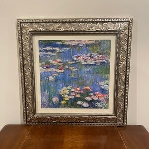 Claude Monet Pink Water Lilies 18x18 Silver Framed Print Impressionist Wall Art